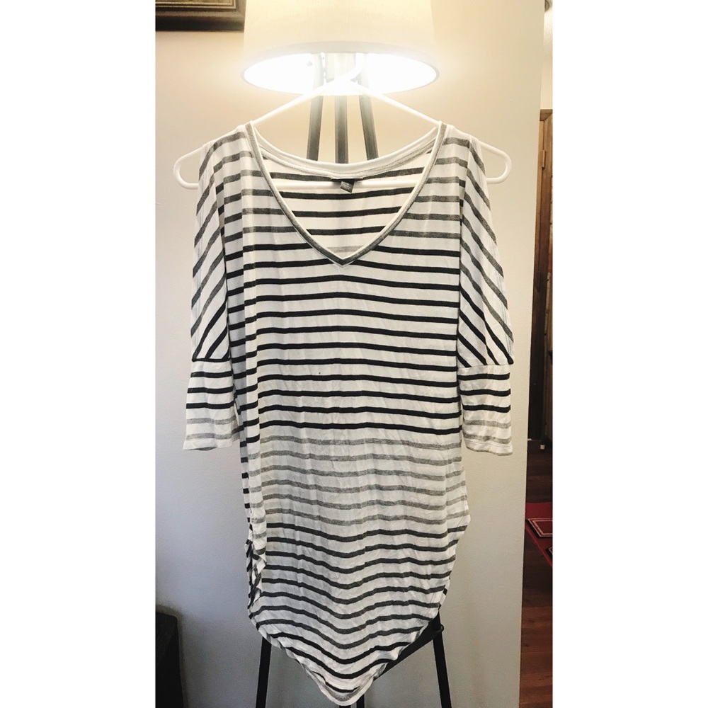 Striped Cold Shoulder Top